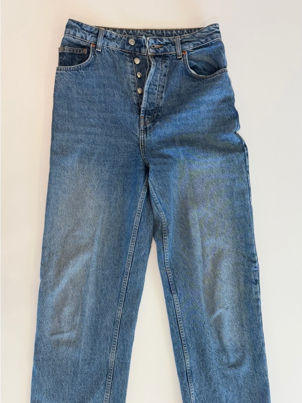 Topshop Blue High Waisted Straight-Leg Women’s Jeans